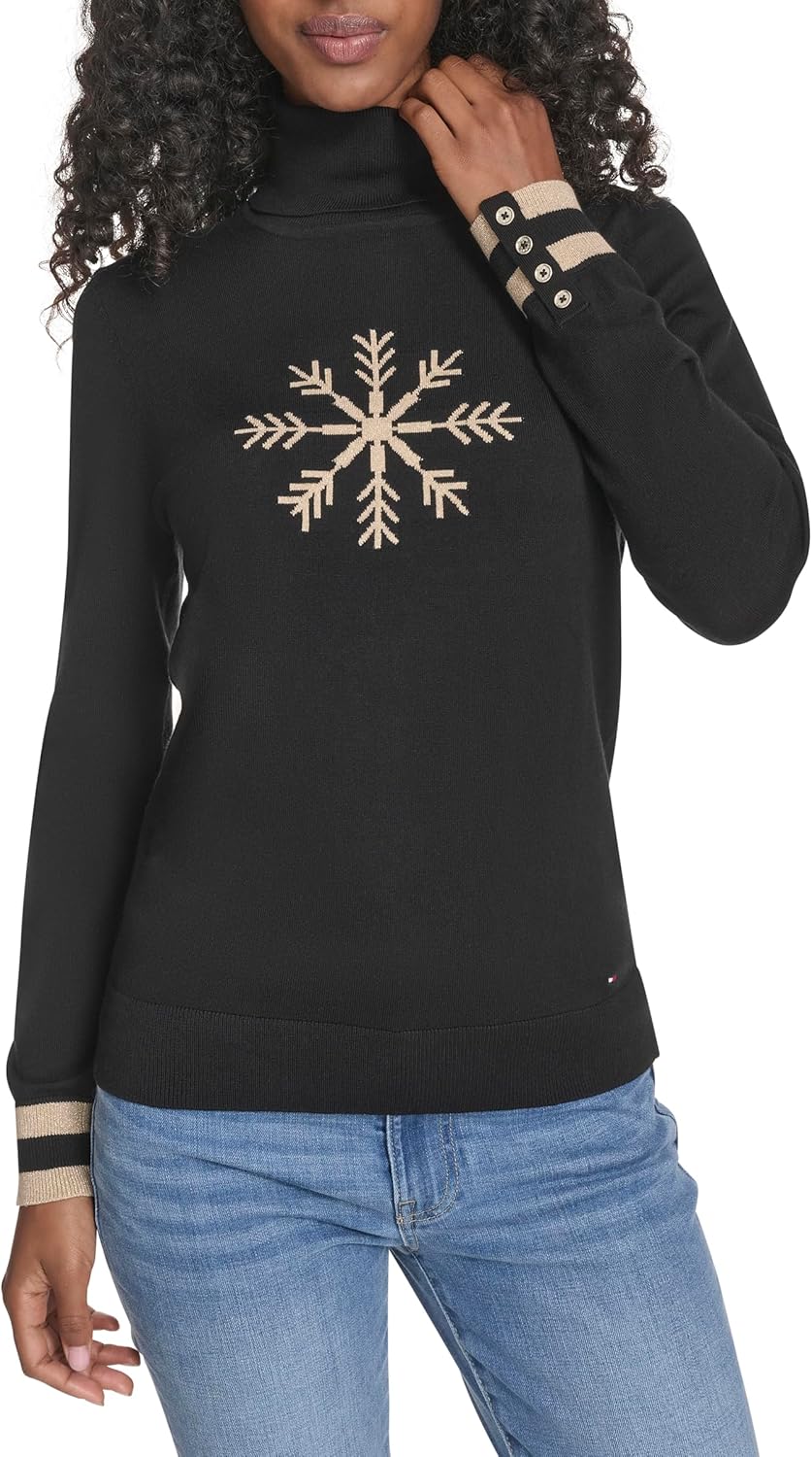 Tommy Hilfiger Womens Long Sleeve Cotton Turtleneck Sweater