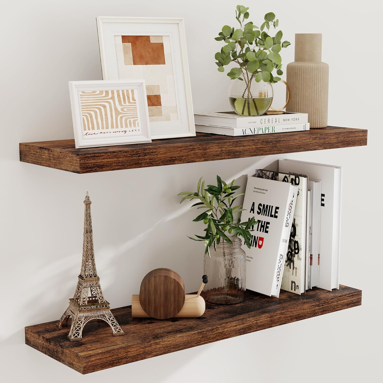36x9.3 Floating Shelves for Wall - Rustic Deep Wood Shelf