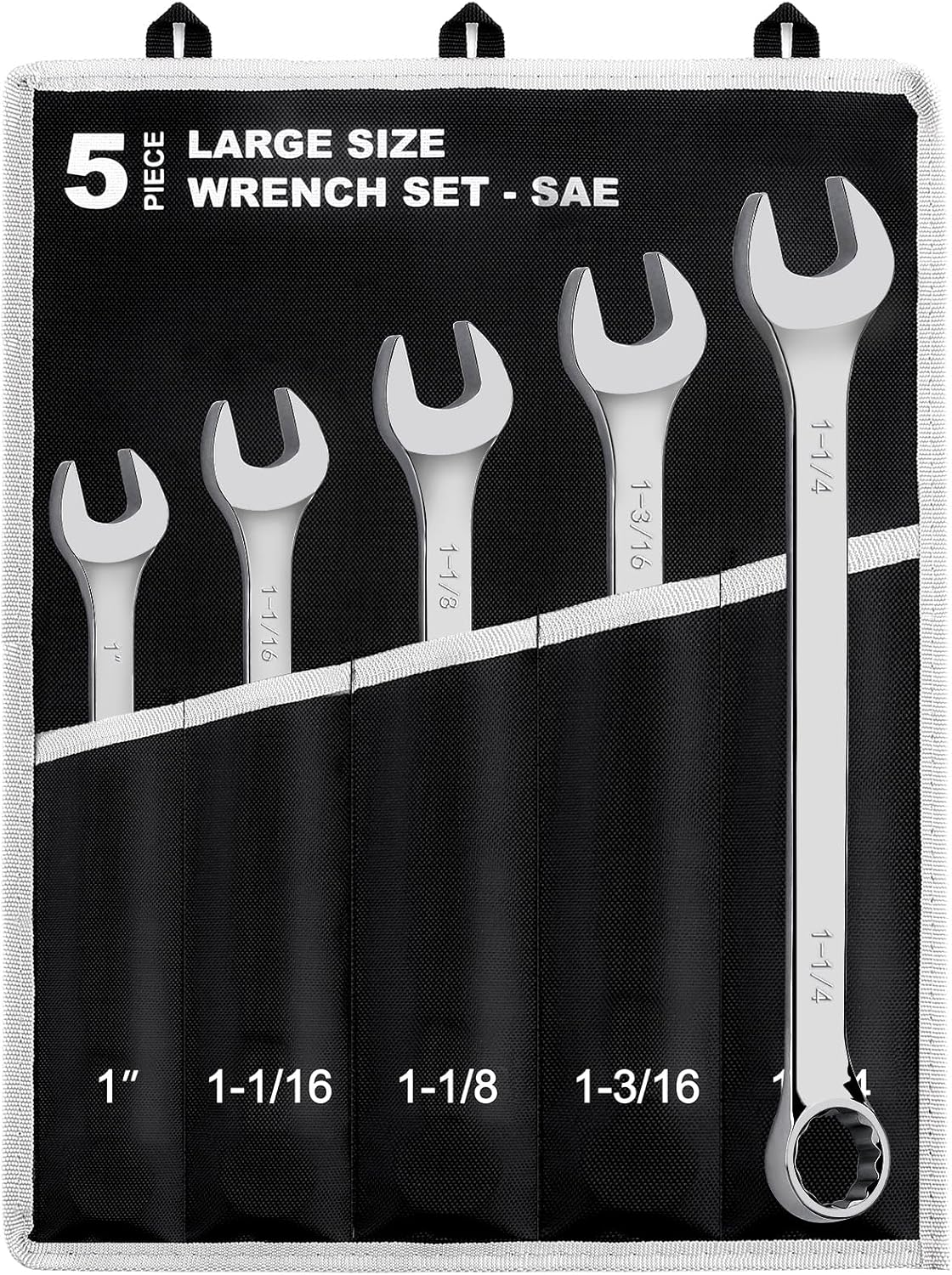EFFICERE 5-Piece SAE Large Size Wrench Set for Auto Repairs