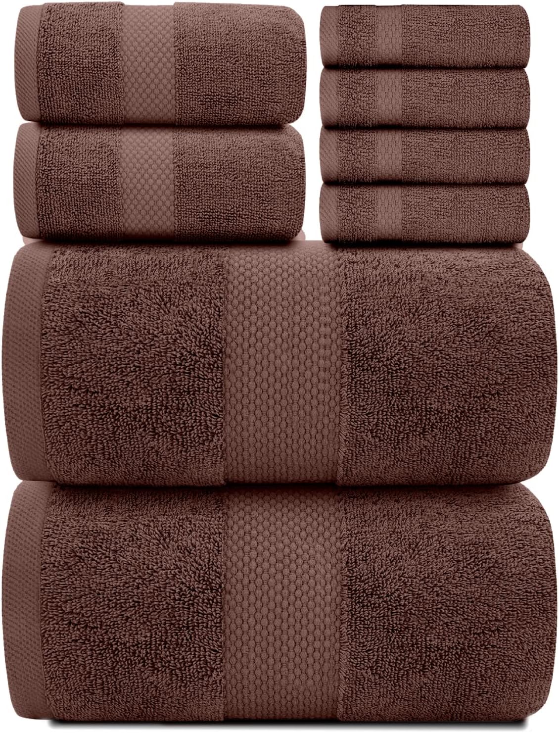 Luxury Bath Towel Set of 8 - 100% Turkish Cotton Soft Towels