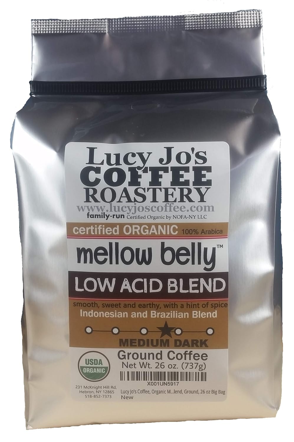 Organic Mellow Belly Low Acid Coffee Blend for Smooth Flavor