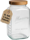 kitchentoolz 2 Gallon Glass Mason Jar with Airtight Wooden Lid