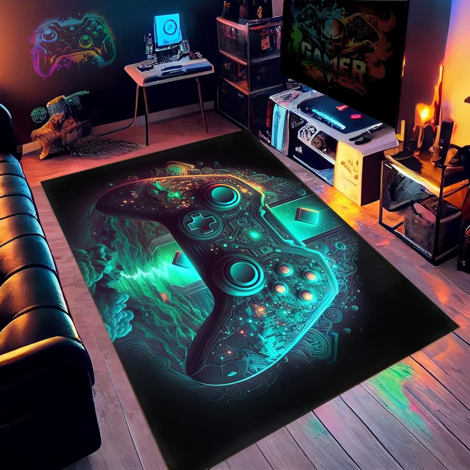 NEBOTON Gaming Rug: Level Up Boys Bedroom Decor