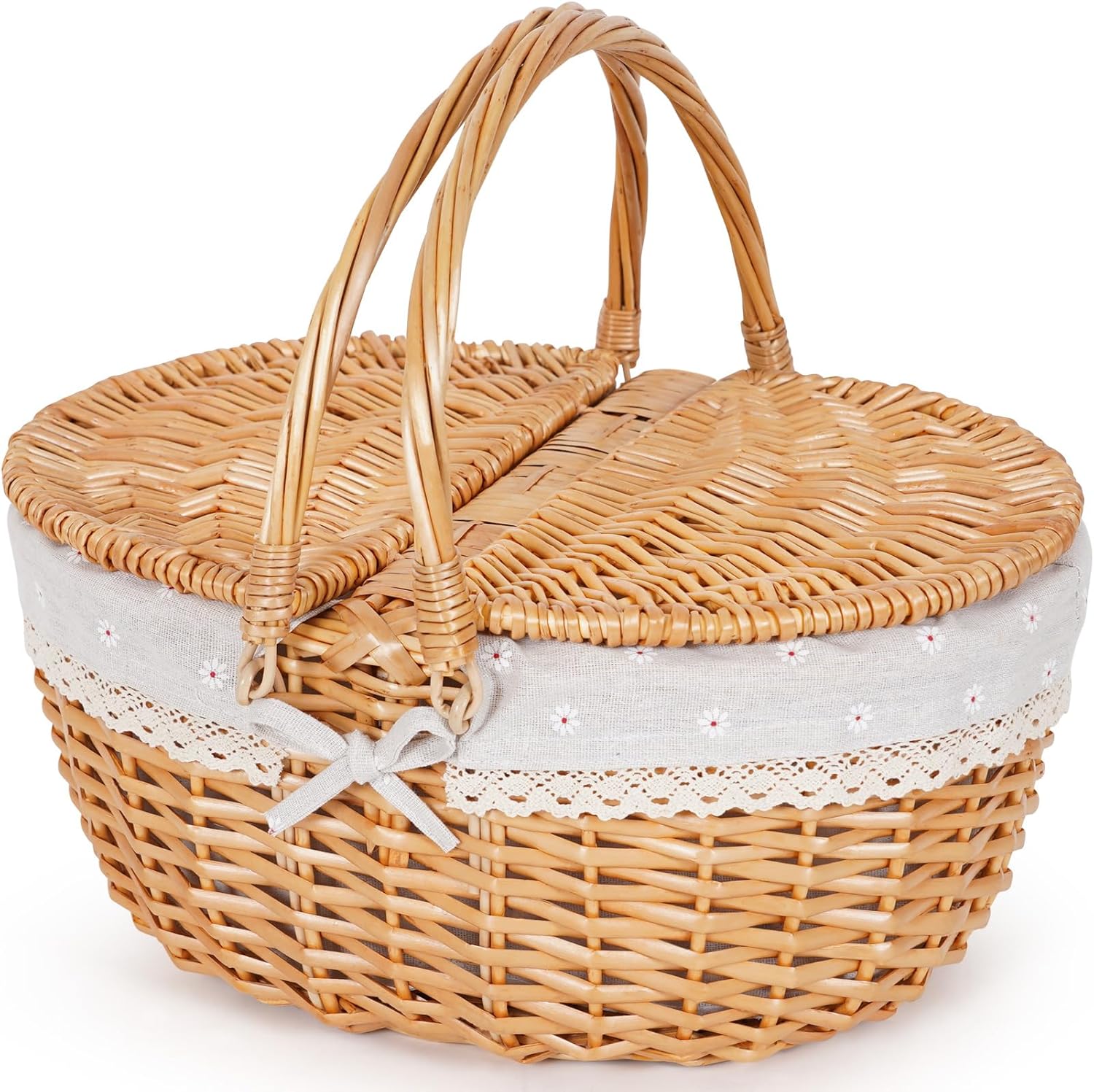 Happypicnic Wicker Picnic Basket - Large Vintage Style Basket