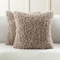 FUTEI Khaki Decorative Throw Pillow Covers 26x26 in - Soft Faux Wool