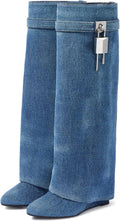Wide-calf Fold Over Knee High Boots for Women - Wedge Heel