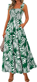 Floral Smocked Maxi Dress Sleeveless Spaghetti Strap - Flowy Summer No