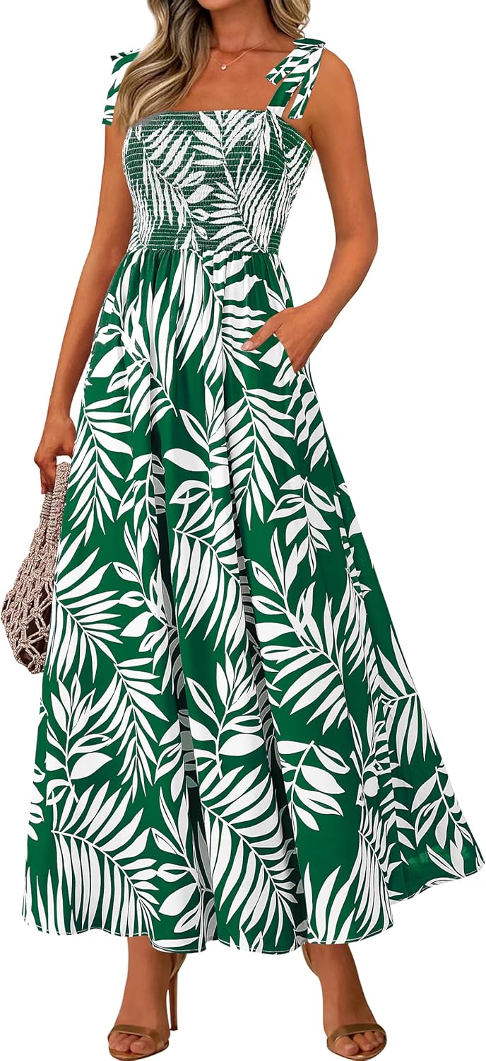 PRETTYGARDEN Womens Summer Dresses Floral Sleeveless Maxi Dress