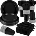 Disposable Black Party Dinnerware Set 400 Pieces - Serve 50 Guests