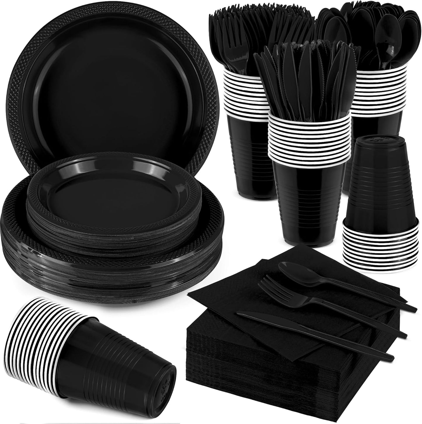 Aodaer 400 Pieces Black Party Supplies for Memorable Events