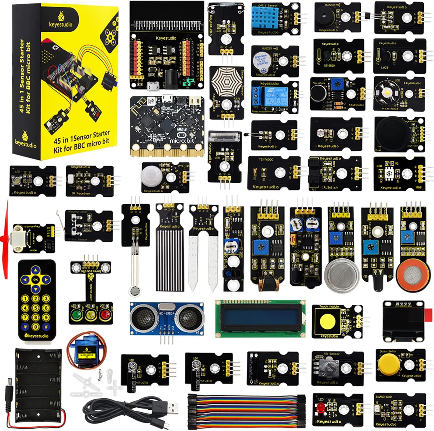 KEYESTUDIO 45 Sensors Starter Kit for Micro:bit V2.2 Learning