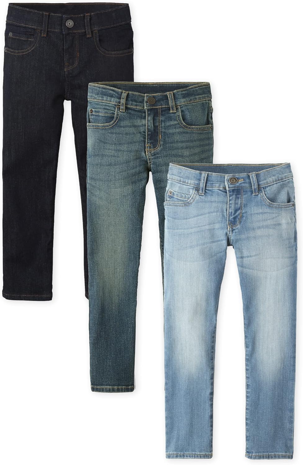 Boys' Straight Leg Jeans - Comfortable Cotton Blend 3-Pack