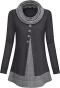 VALOLIA Womens Cowl Neck Long Sleeve Tunic Top - Flattering Casual