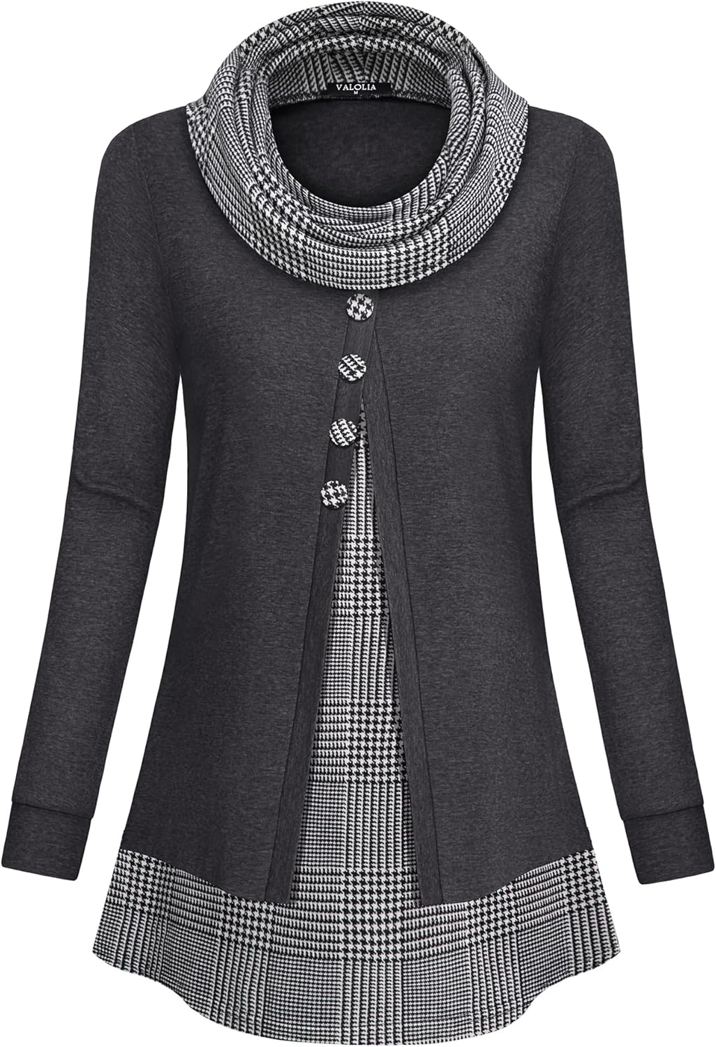 VALOLIA Womens Cowl Neck Long Sleeve Tunic Tops for Comfort