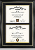 Double 8.5x11 Diploma Frame with UV Protection and Gold Trim
