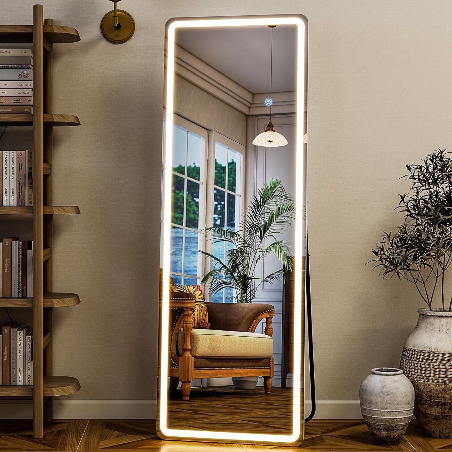 GLSLAND LED Full Length Mirror with Dimmable Lighting Options