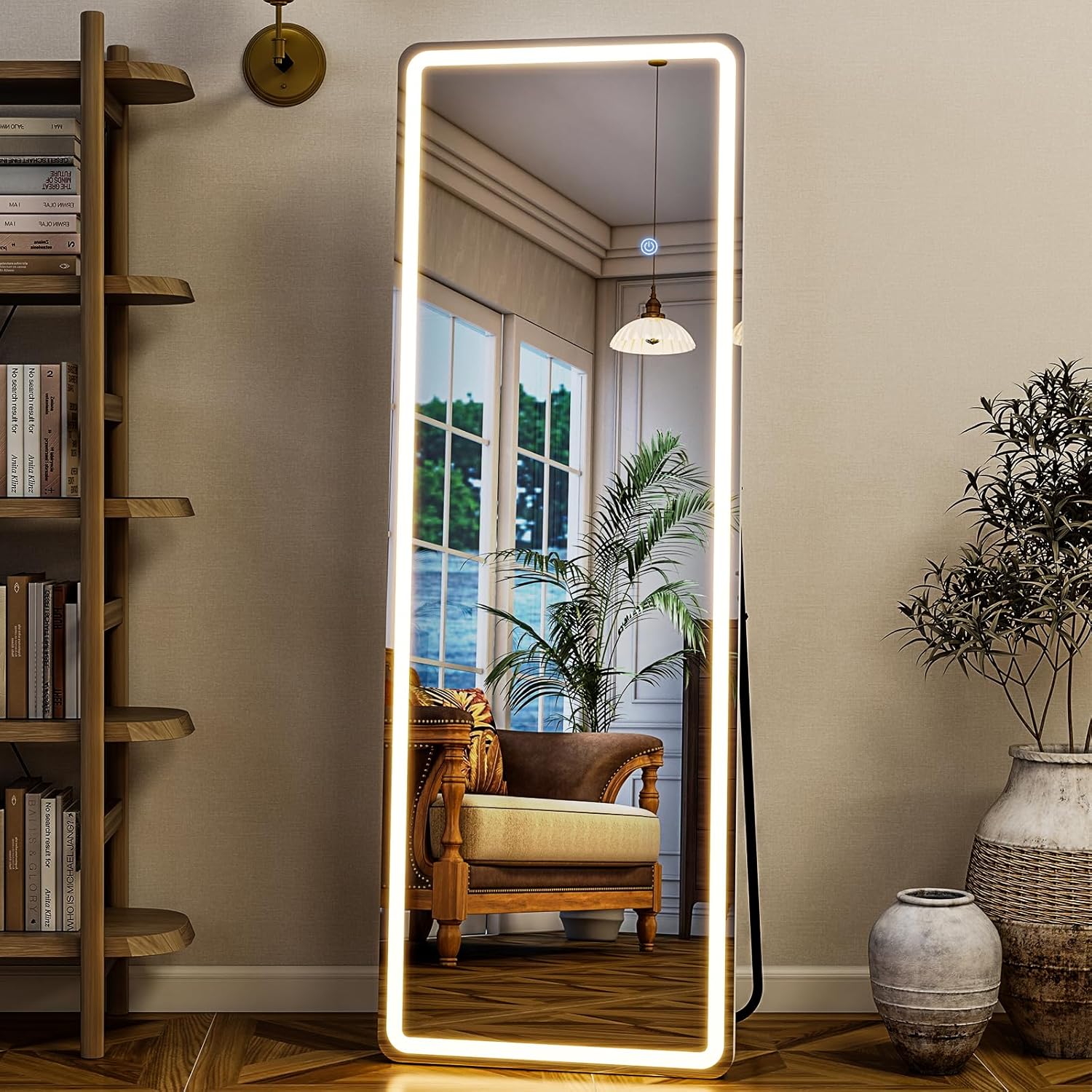 GLSLAND LED Full Length Mirror with Dimmable Lighting Options