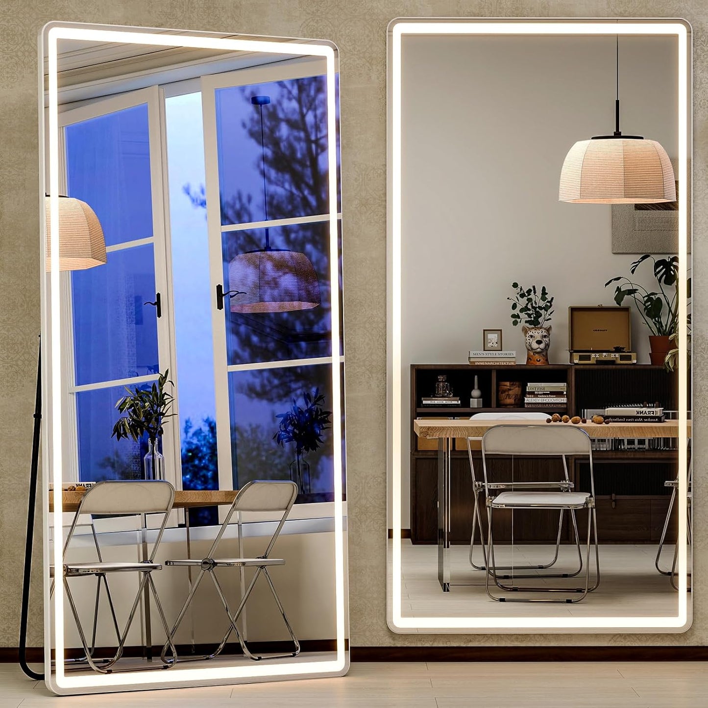 GLSLAND 26x68 inch Full Length Mirror with Lights for Elegance