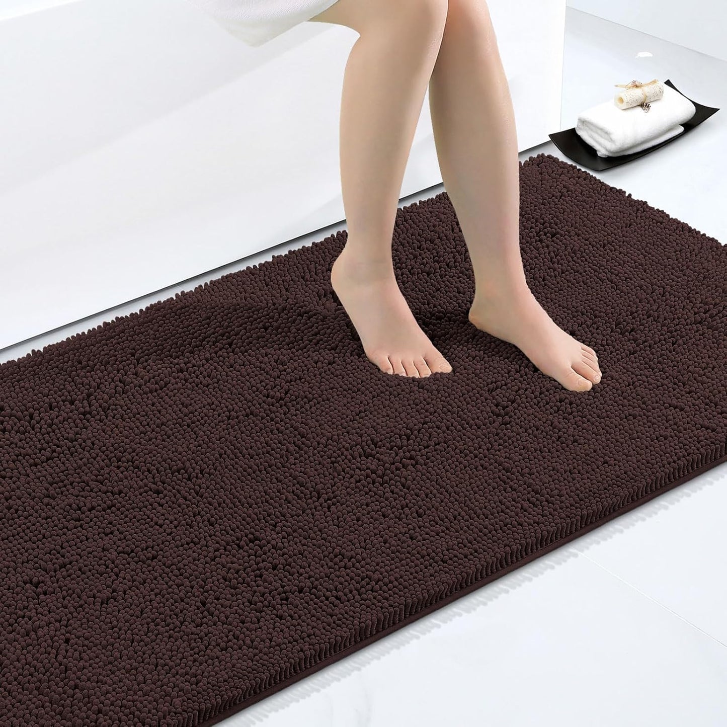 Smiry Luxury Chenille Bathroom Rugs - Soft, Absorbent & Non-Slip