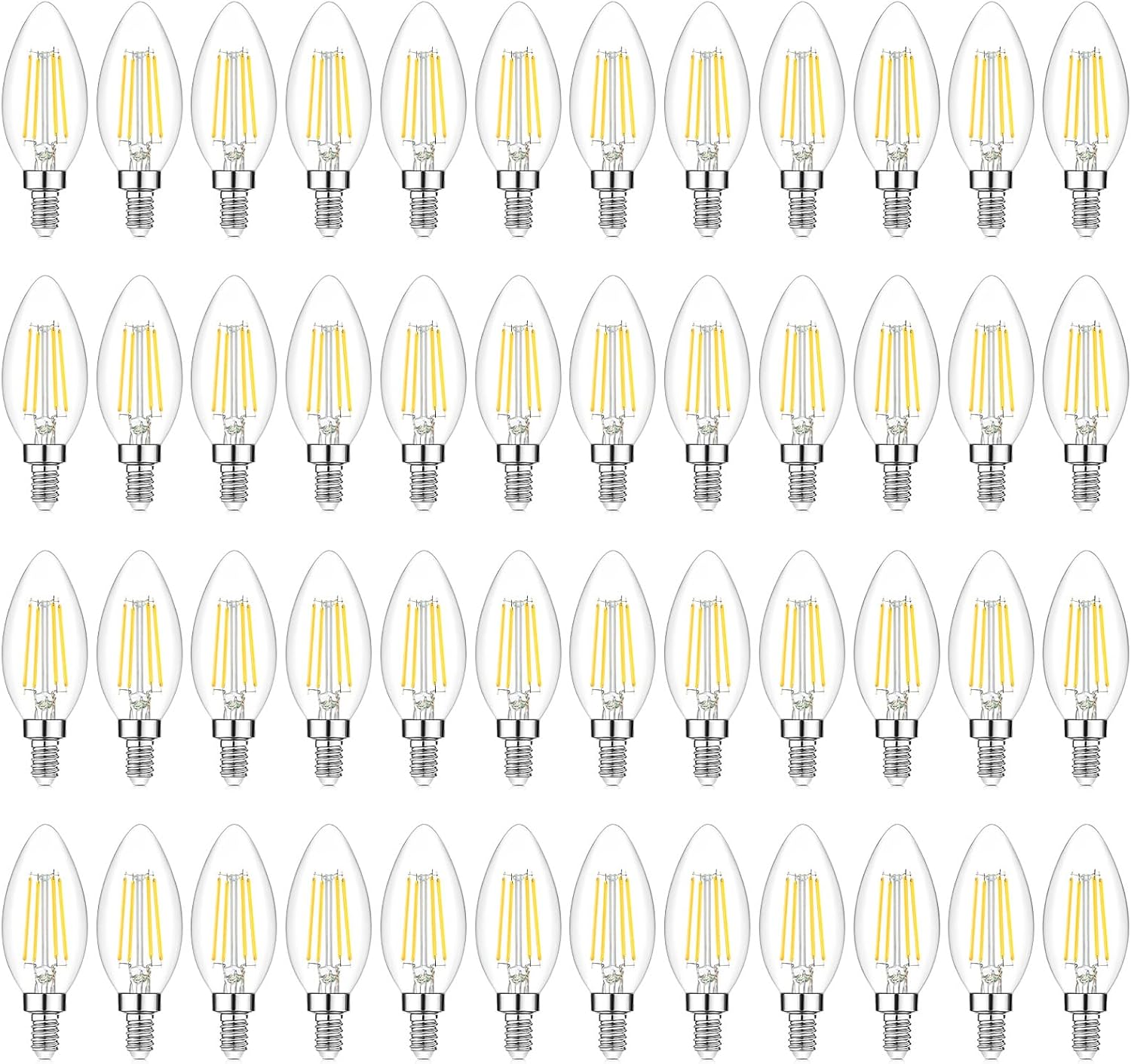 48-Pack Dimmable E12 LED Candelabra Bulbs for Elegant Lighting