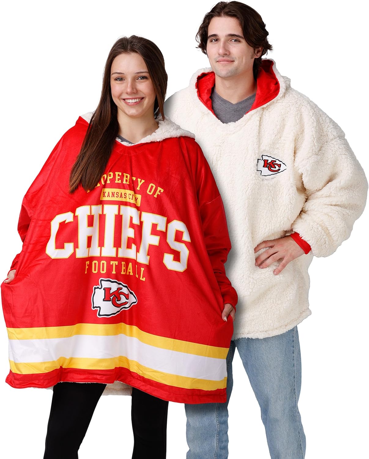 NFL Team Logo Reversible Oversized Sherpa Hoodie Sweatshirt