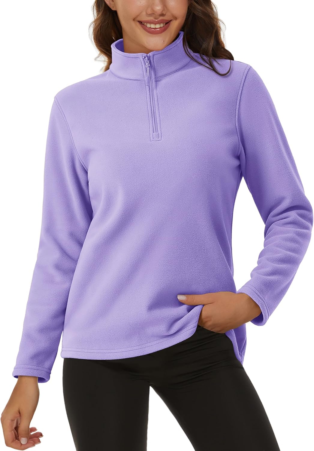 MAGCOMSEN Women's Quarter Zip Pullover Fleece Jacket for Comfort