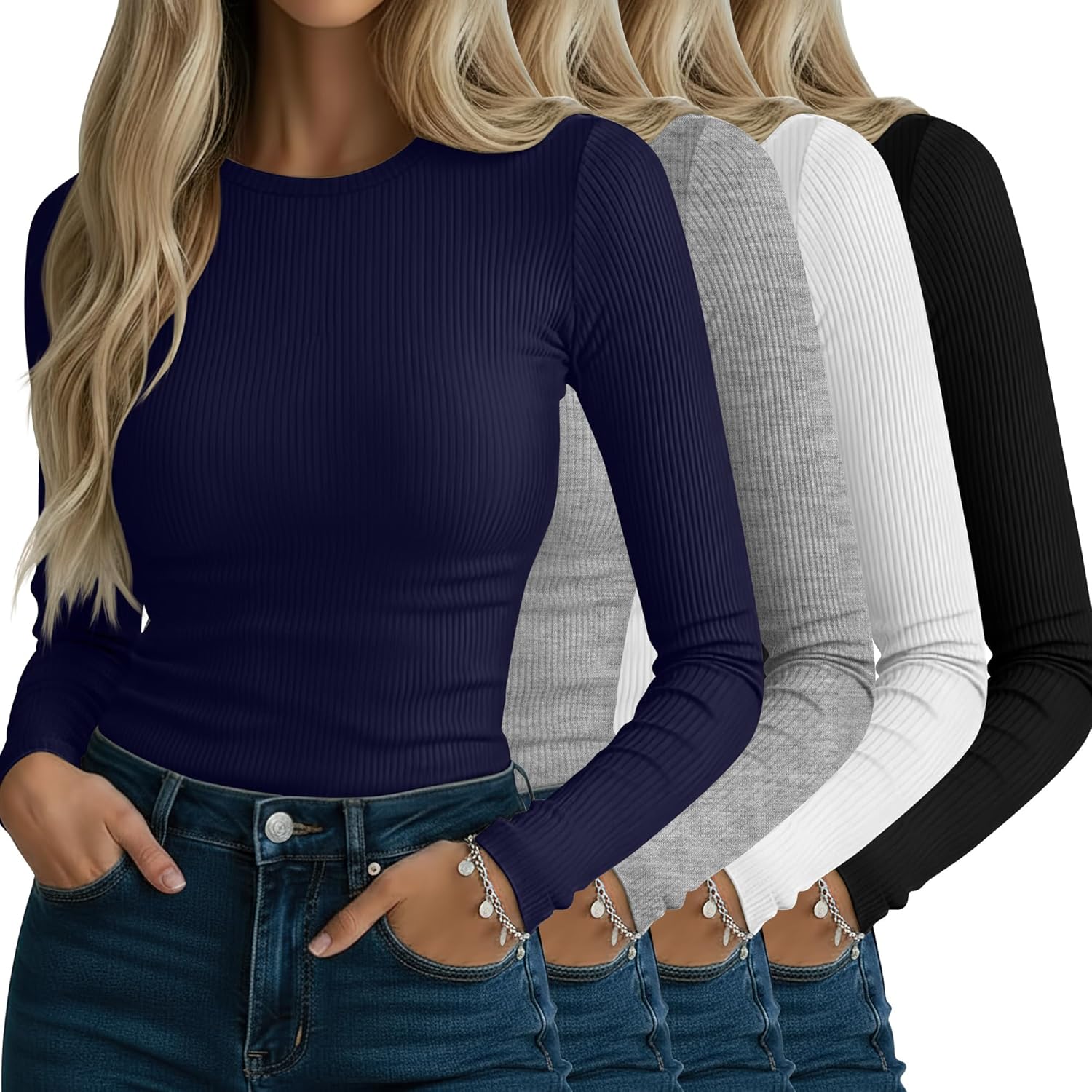 Neer Women's Ribbed Long Sleeve Shirts for Stylish Comfort