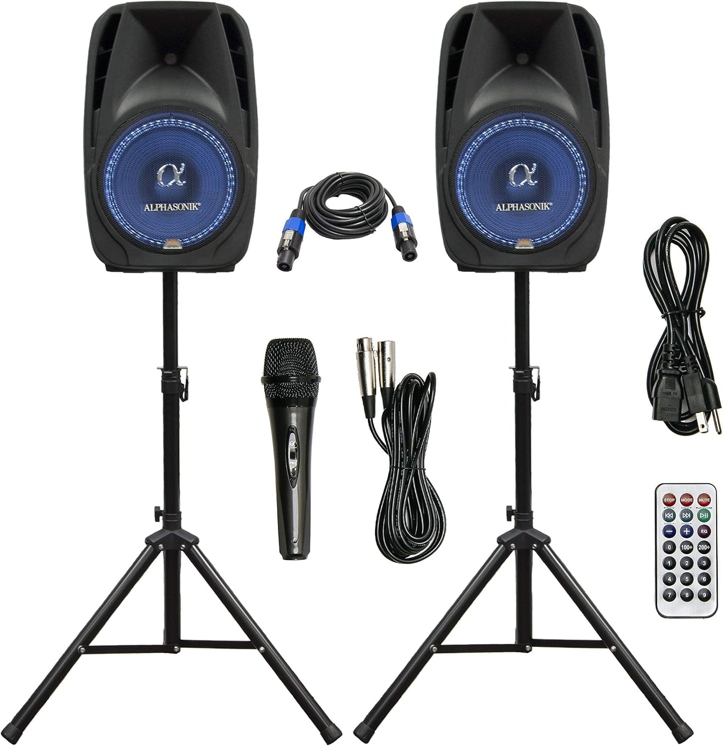 Alphasonik 10 Powered DJ Speakers with Bluetooth and LED Lights