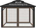 Gazebo Replacement Mosquito Netting 10x10 Coffee - 4-Panel Screen