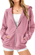 Zip Up Hoodie Women Oversized Sweatshirt - Comfortable Fall Layering