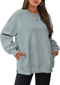 Womens Oversized Fleece Sweatshirt Crewneck with Hidden Pockets
