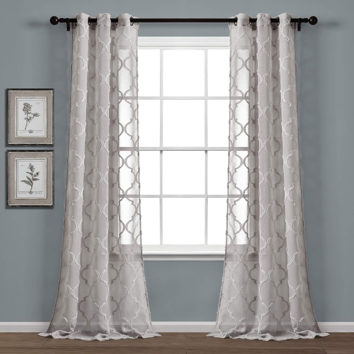 Lush Decor Sheer Gray Curtain Panels - 95 Long x 38 Wide