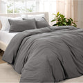 King/Cal King Grey Microfiber Duvet Cover Set - Ultra Soft Washed