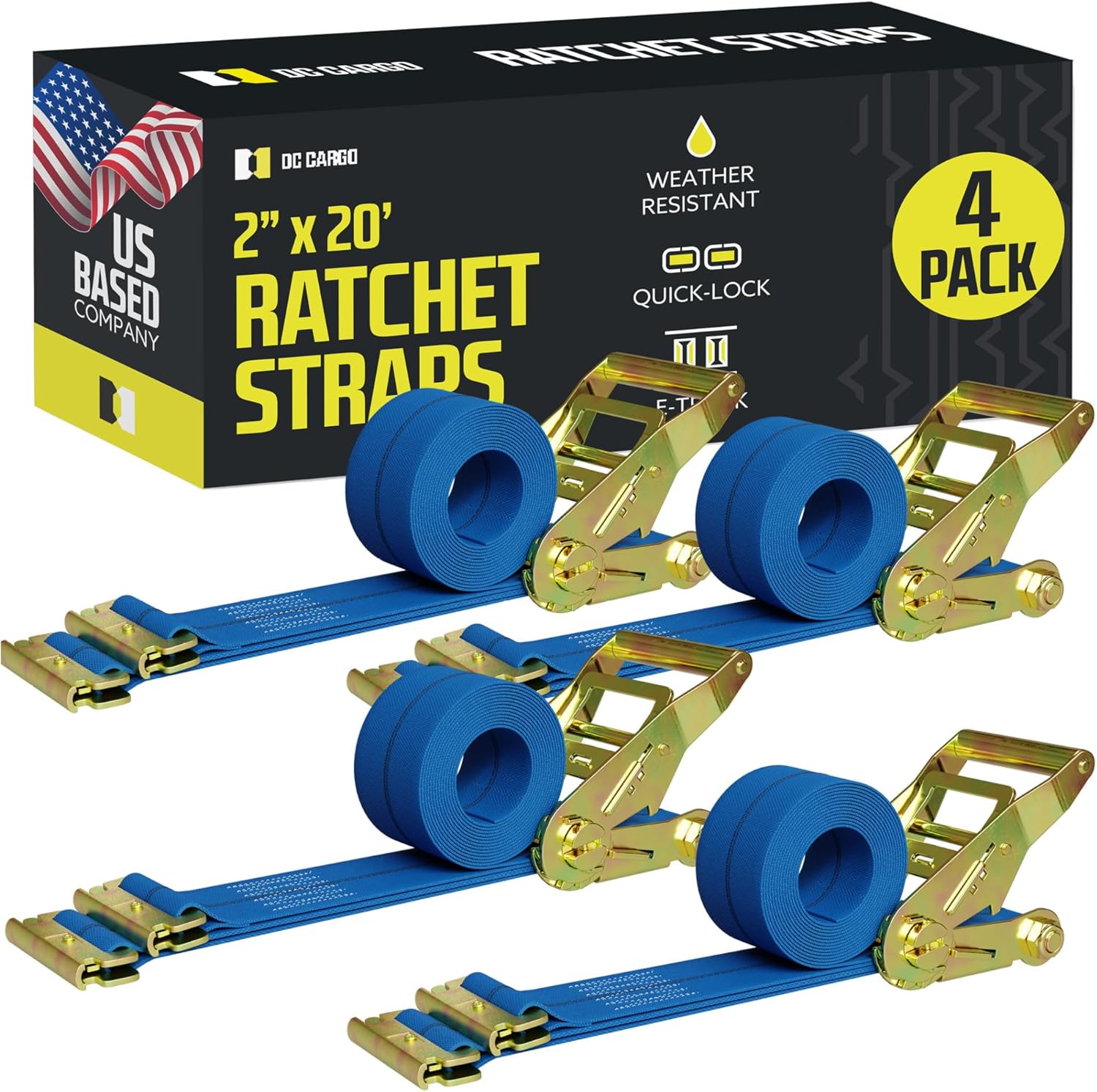 Heavy Duty E Track Ratchet Straps for Secure Cargo Tie-Downs