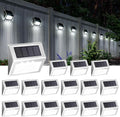 Solar Step Lights 16 Pack - Cold White Outdoor Stair & Deck Lighting
