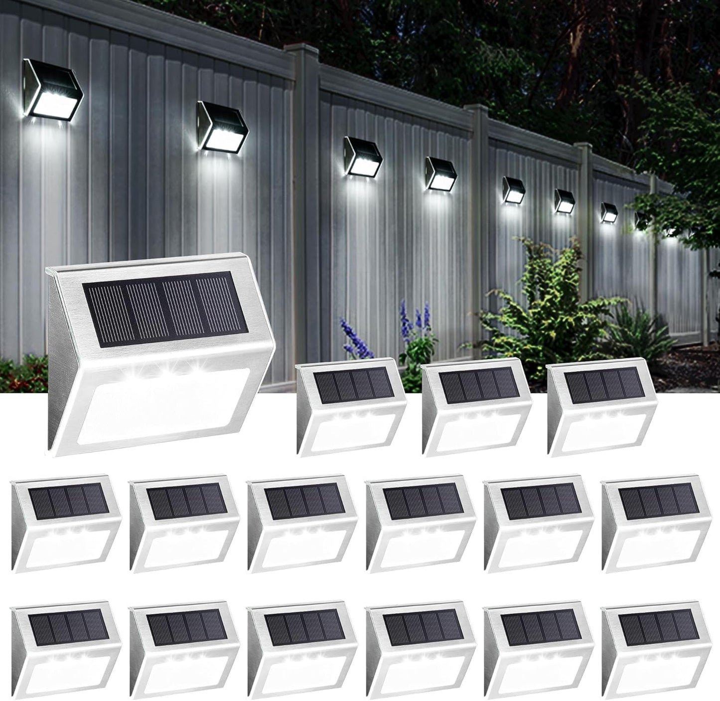 SOLPEX Solar Step Lights - 16 Pack Outdoor Stairway Lighting