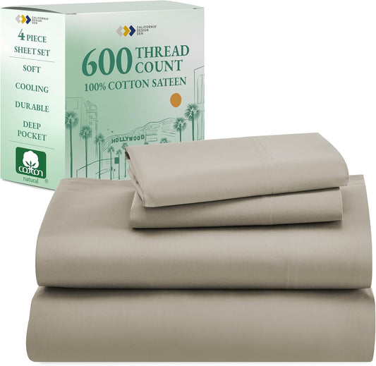 Luxury King Size Sheet Set - 100% Cotton, 600 Thread Count