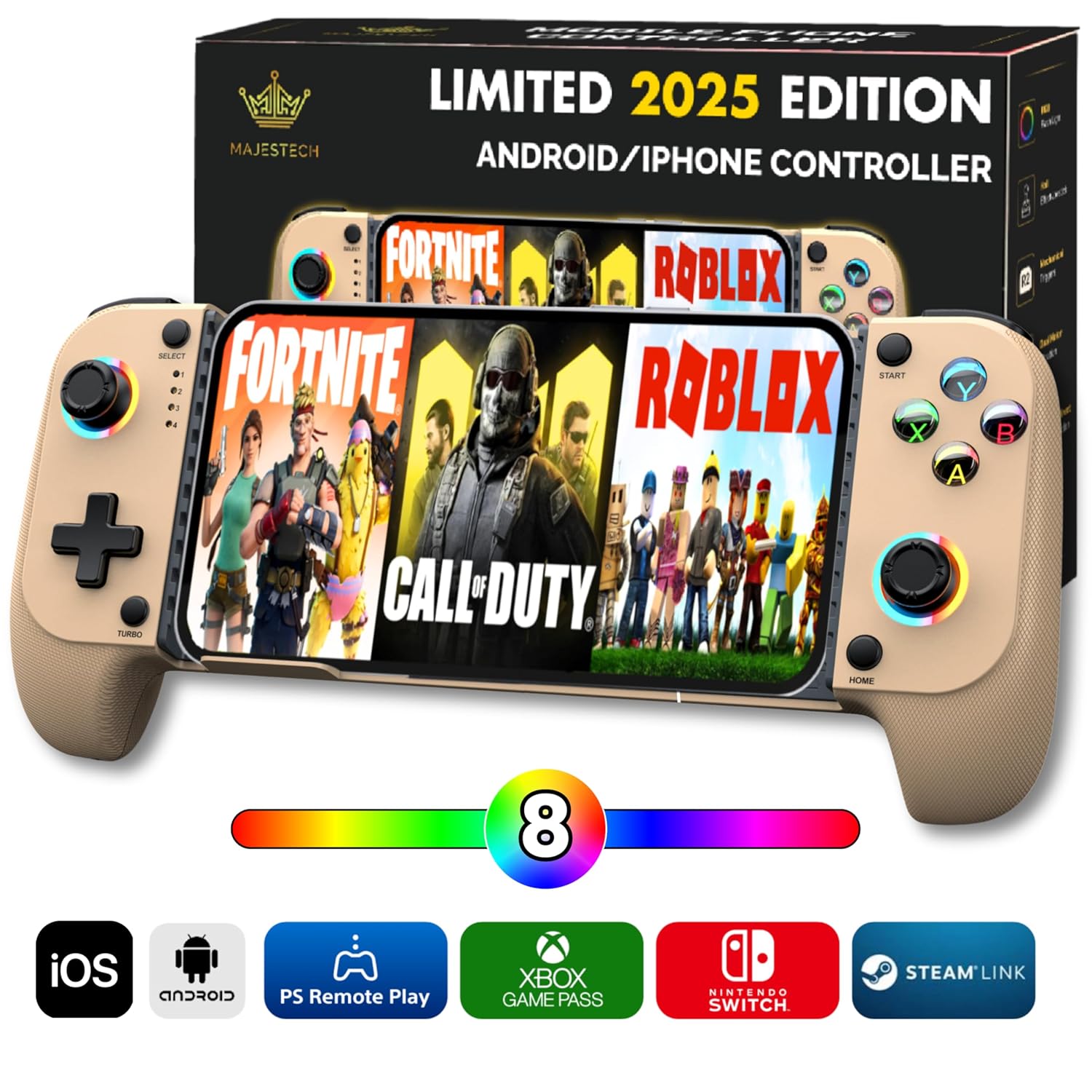 MAJESTECH 2025 Phone Game Controller for iPhone and Android