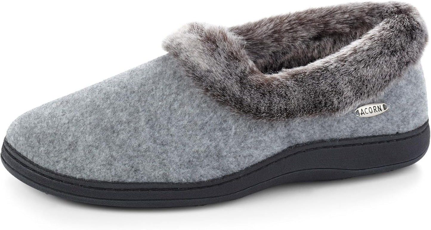 Acorn Women's Chinchilla Collar Slippers for Ultimate Comfort