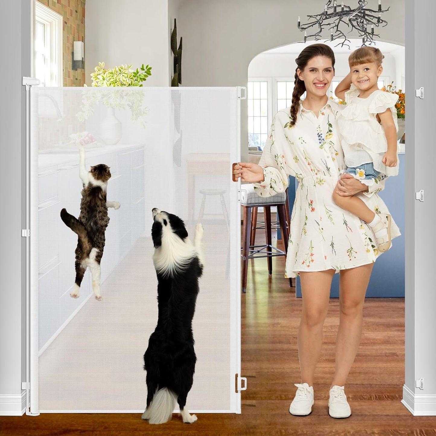 55 Inch Extra Tall Pet Gate - Retractable Baby Gate for Safety