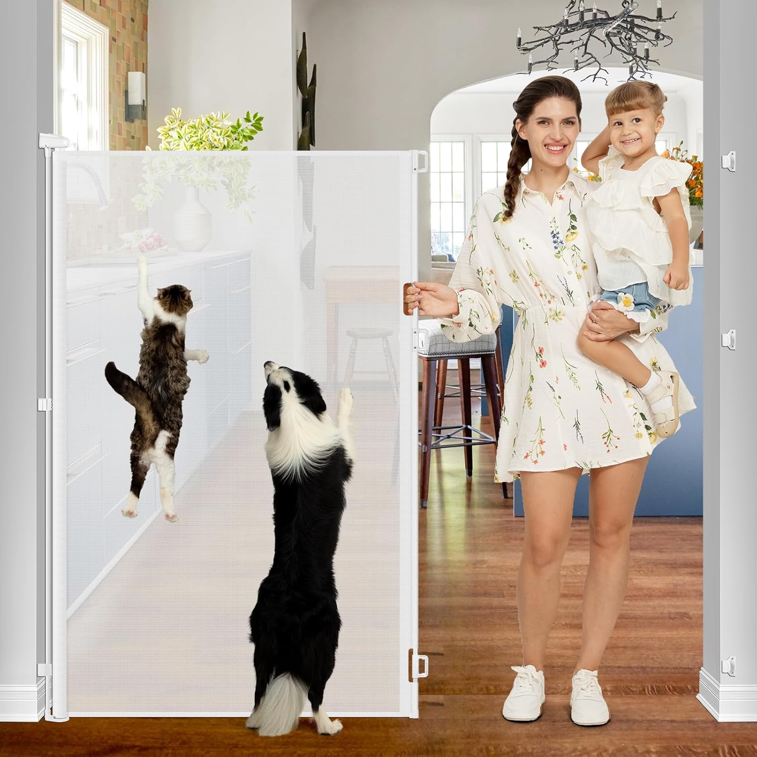 55 Inch Extra Tall Pet Gate - Retractable Baby Gate for Safety