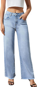 Women's Wide Leg Jeans High Waisted Stretchy Jeans - Flattering Fit