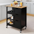 YITAHOME Black Kitchen Cart with Drawers & Shelves