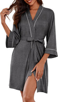 Ekouaer Women Kimono Robe Knee Length Knit Bathrobe - Lightweight fit