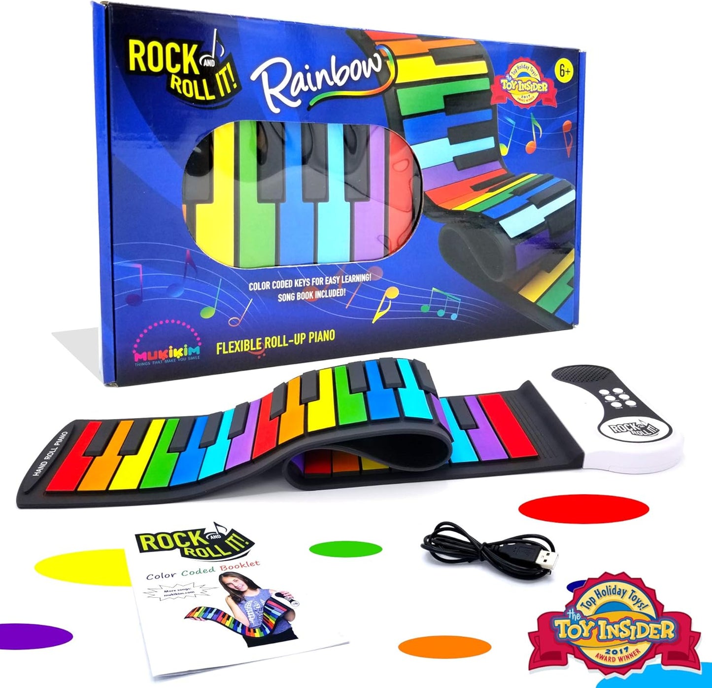 Rainbow Roll-Up Piano for Kids - Play Anywhere!