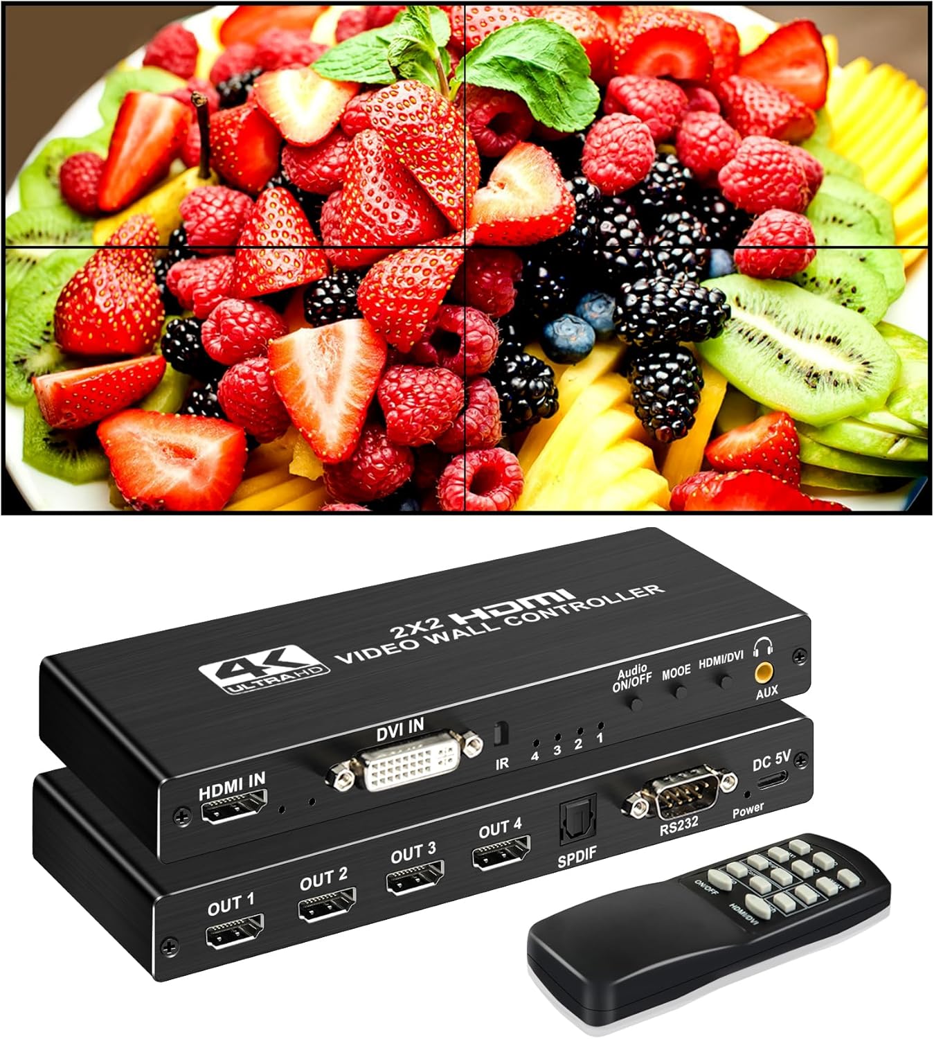 2x2 HDMI Video Wall Controller for Stunning 1080P Displays