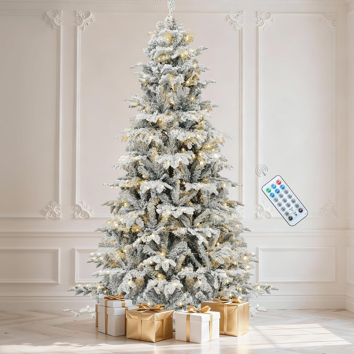 Flocked Layered Christmas Tree Prelit 6.5ft for Holiday Cheer