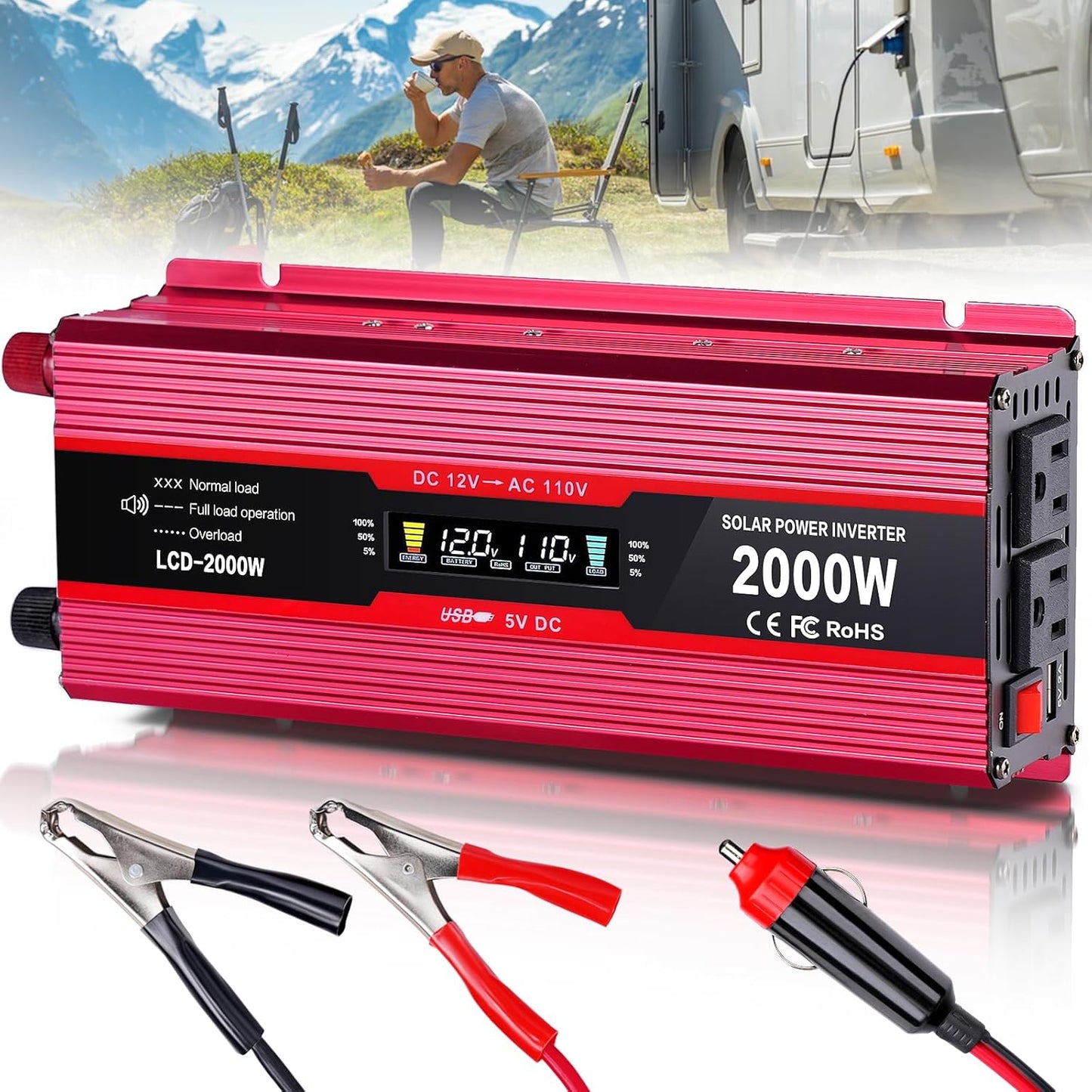 Powerful 12V to 110V Car Power Inverter for Vehicles and Home