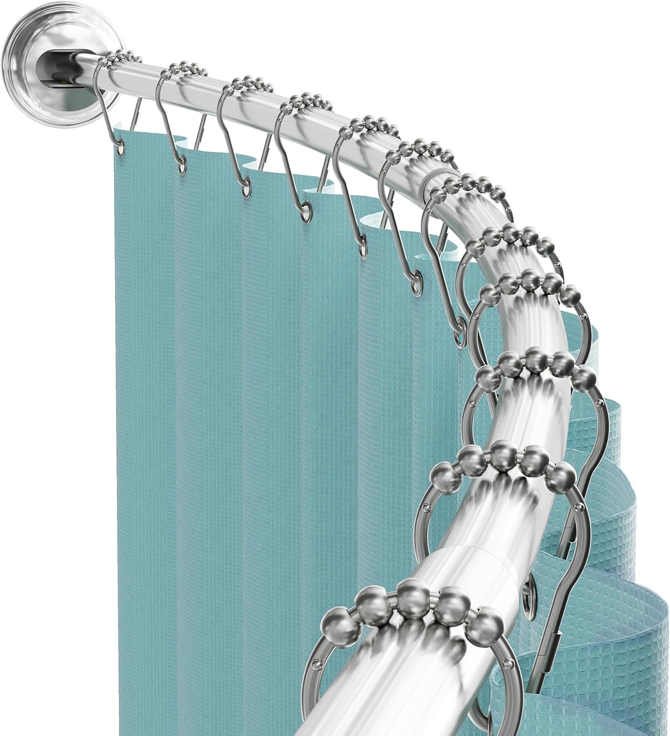 Curved Shower Curtain Rod for Bathroom - Adjustable Tension Rod