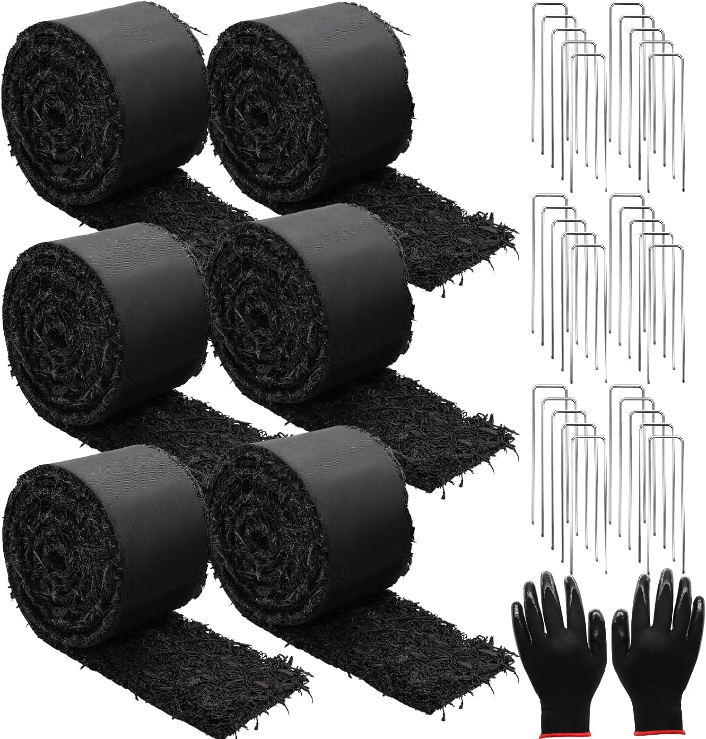 6 Pcs Rubber Mulch for Landscaping - Durable Black Garden Edging